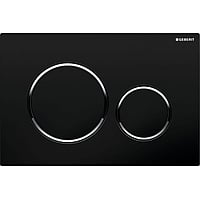 Geberit Sigma20 bedieningspaneel 24,6 x 16,4 cm, plaat zwart, knoppen zwart, ringen glans-chroomkleurig