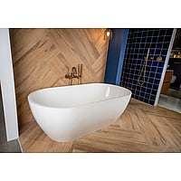 Luca Sanitair Luva vrijstaand bad van solid surface inclusief afvoerset chroom 160 x 80 x 52 cm, mat wit