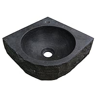 Wiesbaden B-stone hoekfontein hamerslag 30x30x10 cm met kraangat midden, zwart