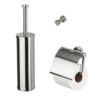 Geesa Nemox toiletset met handdoekhaak, toiletrolhouder en toiletborstelhouder inclusief extra borstel, RVS geborsteld
