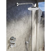 Hotbath Get Together doucheset met 2-weg-omstel met 3 standen-handdouche, 15 cm plafondbuis, 20 cm hoofddouche, geborsteld nikkel
