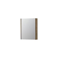 INK SPK2 spiegelkast met 1 dubbelzijdige spiegeldeur, 2 verstelbare glazen planchetten, stopcontact en schakelaar 60 x 14 x 73 cm, naturel eiken