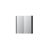INK SPK2 spiegelkast met 2 dubbelzijdige spiegeldeuren, 2 verstelbare glazen planchetten, stopcontact en schakelaar 70 x 14 x 73 cm, mat zwart