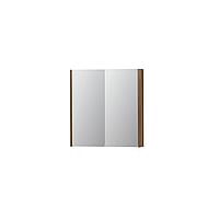 INK SPK2 spiegelkast met 2 dubbelzijdige spiegeldeuren, 2 verstelbare glazen planchetten, stopcontact en schakelaar 70 x 14 x 73 cm, massief eiken aqua