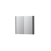 INK SPK2 spiegelkast met 2 dubbelzijdige spiegeldeuren, 2 verstelbare glazen planchetten, stopcontact en schakelaar 80 x 14 x 73 cm, mat grijs