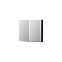 INK SPK2 spiegelkast met 2 dubbelzijdige spiegeldeuren, 2 verstelbare glazen planchetten, stopcontact en schakelaar 90 x 14 x 73 cm, mat antraciet