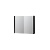 INK SPK2 spiegelkast met 2 dubbelzijdige spiegeldeuren, 2 verstelbare glazen planchetten, stopcontact en schakelaar 90 x 14 x 73 cm, mat zwart