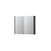 INK SPK2 spiegelkast met 2 dubbelzijdige spiegeldeuren, 2 verstelbare glazen planchetten, stopcontact en schakelaar 90 x 14 x 73 cm, oer grijs