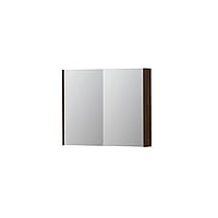 INK SPK2 spiegelkast met 2 dubbelzijdige spiegeldeuren, 2 verstelbare glazen planchetten, stopcontact en schakelaar 90 x 14 x 73 cm, koper eiken