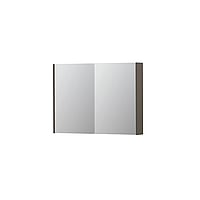 INK SPK2 spiegelkast met 2 dubbelzijdige spiegeldeuren, 4 verstelbare glazen planchetten, stopcontact en schakelaar 100 x 14 x 73 cm, mat taupe