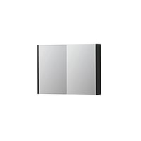 INK SPK2 spiegelkast met 2 dubbelzijdige spiegeldeuren, 4 verstelbare glazen planchetten, stopcontact en schakelaar 100 x 14 x 73 cm, mat zwart