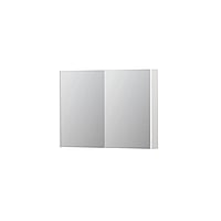 INK SPK2 spiegelkast met 2 dubbelzijdige spiegeldeuren, 4 verstelbare glazen planchetten, stopcontact en schakelaar 100 x 14 x 73 cm, hoogglans wit