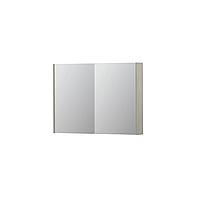 INK SPK2 spiegelkast met 2 dubbelzijdige spiegeldeuren, 4 verstelbare glazen planchetten, stopcontact en schakelaar 100 x 14 x 73 cm, krijt wit