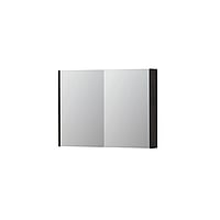 INK SPK2 spiegelkast met 2 dubbelzijdige spiegeldeuren, 4 verstelbare glazen planchetten, stopcontact en schakelaar 100 x 14 x 73 cm, houtskool eiken