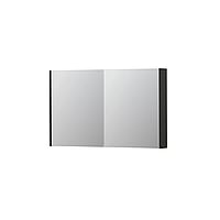 INK SPK2 spiegelkast met 2 dubbelzijdige spiegeldeuren, 4 verstelbare glazen planchetten, stopcontact en schakelaar 120 x 14 x 73 cm, mat antraciet