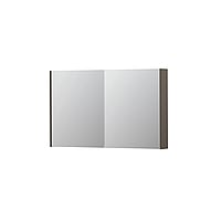 INK SPK2 spiegelkast met 2 dubbelzijdige spiegeldeuren, 4 verstelbare glazen planchetten, stopcontact en schakelaar 120 x 14 x 73 cm, mat taupe