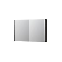 INK SPK2 spiegelkast met 2 dubbelzijdige spiegeldeuren, 4 verstelbare glazen planchetten, stopcontact en schakelaar 120 x 14 x 73 cm, houtskool eiken