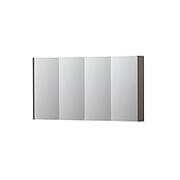 INK SPK2 spiegelkast met 4 dubbelzijdige spiegeldeuren, 4 verstelbare glazen planchetten, stopcontact en schakelaar 140 x 14 x 73 cm, mat taupe
