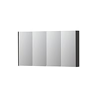 INK SPK2 spiegelkast met 4 dubbelzijdige spiegeldeuren, 4 verstelbare glazen planchetten, stopcontact en schakelaar 140 x 14 x 73 cm, hoogglans antraciet