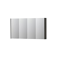 INK SPK2 spiegelkast met 4 dubbelzijdige spiegeldeuren, 4 verstelbare glazen planchetten, stopcontact en schakelaar 140 x 14 x 73 cm, gerookt eiken