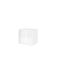 Proline polystone Elegant badmeubelset met wastafelonderkast met 2 lades en polystone wastafel zonder kraangat 60 x 54,5 x 46 cm, glanzend wit / glanzend wit