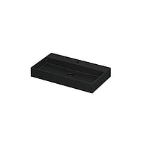 INK United wastafel porselein met 1 kraangat inclusief porseleinen click plug en verborgen overloop systeem 80x45x11cm, mat zwart