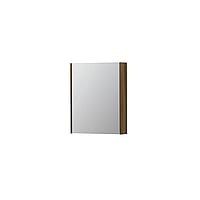 INK SPK2 spiegelkast met 1 dubbelzijdige spiegeldeur, 2 verstelbare glazen planchetten, stopcontact en schakelaar 60 x 14 x 73 cm, massief eiken ash grey