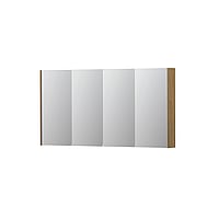 INK SPK2 spiegelkast met 4 dubbelzijdige spiegeldeuren, 4 verstelbare glazen planchetten, stopcontact en schakelaar 140 x 14 x 73 cm, fineer natur