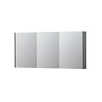 INK SPK2 spiegelkast met 3 dubbelzijdige spiegeldeuren, 6 verstelbare glazen planchetten, stopcontact en schakelaar 160 x 14 x 73 cm, mat grijs