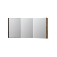 INK SPK2 spiegelkast met 3 dubbelzijdige spiegeldeuren, 6 verstelbare glazen planchetten, stopcontact en schakelaar 160 x 14 x 73 cm, naturel eiken