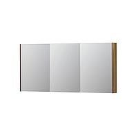 INK SPK2 spiegelkast met 3 dubbelzijdige spiegeldeuren, 6 verstelbare glazen planchetten, stopcontact en schakelaar 160 x 14 x 73 cm, massief eiken aqua