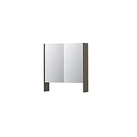 INK SPK3 spiegelkast met 2 dubbel gespiegelde deuren, open planchet, stopcontact en schakelaar 70 x 14 x 74 cm, mat taupe