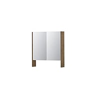 INK SPK3 spiegelkast met 2 dubbel gespiegelde deuren, open planchet, stopcontact en schakelaar 70 x 14 x 74 cm, naturel eiken