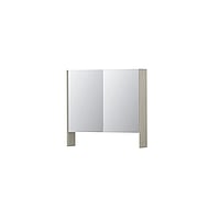 INK SPK3 spiegelkast met 2 dubbel gespiegelde deuren, open planchet, stopcontact en schakelaar 80 x 14 x 74 cm, krijt wit