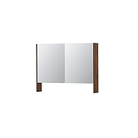 INK SPK3 spiegelkast met 2 dubbel gespiegelde deuren, open planchet, stopcontact en schakelaar 100 x 14 x 74 cm, noten