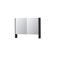 INK SPK3 spiegelkast met 2 dubbel gespiegelde deuren, open planchet, stopcontact en schakelaar 100 x 14 x 74 cm, houtskool eiken