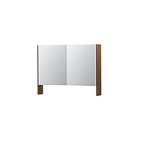 INK SPK3 spiegelkast met 2 dubbel gespiegelde deuren, open planchet, stopcontact en schakelaar 100 x 14 x 74 cm, massief eiken aqua