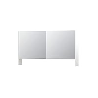 INK SPK3 spiegelkast met 2 dubbel gespiegelde deuren, open planchet, stopcontact en schakelaar 140 x 14 x 74 cm, mat wit