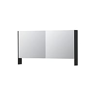 INK SPK3 spiegelkast met 2 dubbel gespiegelde deuren, open planchet, stopcontact en schakelaar 140 x 14 x 74 cm, mat zwart