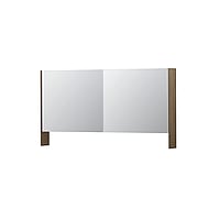 INK SPK3 spiegelkast met 2 dubbel gespiegelde deuren, open planchet, stopcontact en schakelaar 140 x 14 x 74 cm, zuiver eiken