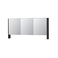 INK SPK3 spiegelkast met 3 dubbel gespiegelde deuren, open planchet, stopcontact en schakelaar 160 x 14 x 74 cm, mat antraciet
