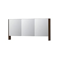 INK SPK3 spiegelkast met 3 dubbel gespiegelde deuren, open planchet, stopcontact en schakelaar 160 x 14 x 74 cm, koper eiken