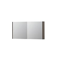 INK SPK1 spiegelkast met 2 dubbel gespiegelde deuren, stopcontact en schakelaar 120 x 14 x 60 cm, mat taupe
