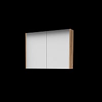 Basic Comfort spiegelkast met spiegels aan binnen- en buitenzijde op houten deuren 80 x 60 x 14 cm, whisky oak
