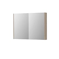 INK SPK2 spiegelkast met 2 dubbelzijdige spiegeldeuren, 4 verstelbare glazen planchetten, stopcontact en schakelaar 100 x 14 x 73 cm, ivoor eiken