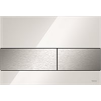 TECE Square wc-bedieningsplaat voor duospoeling met toetsen geborsteld RVS 22 x 15 x 1,1 cm, wit