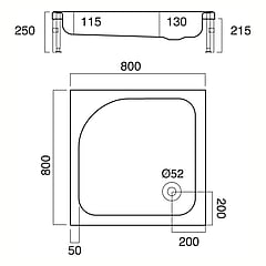 Sealskin Optimo douchebak vierkant met voorpaneel 80x80cm, wit