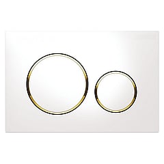 Geberit Sigma20 bedieningspaneel, plaat wit, knoppen wit, ringen goudkleurig