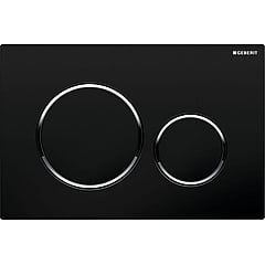 Geberit Sigma20 bedieningspaneel 24,6 x 16,4 cm, plaat zwart, knoppen zwart, ringen glans-chroomkleurig