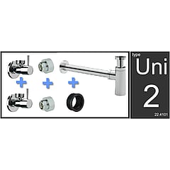 Sub Uni-2 aansluitset fontein/wastafel met luxe sifon, chroom
